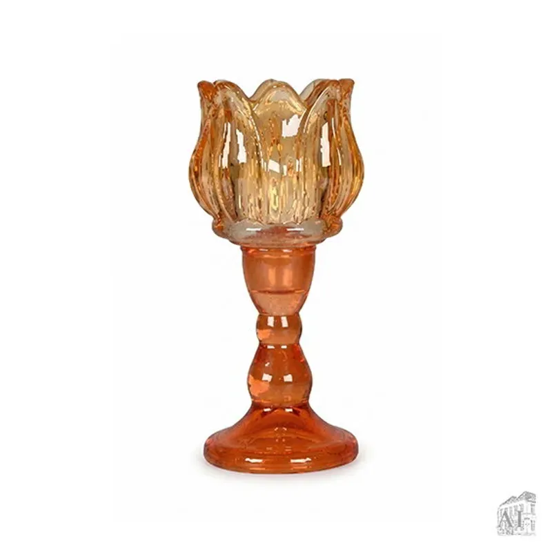 Värmeljushållare H 15,20x Dia 6,70cm, Glas, Brun